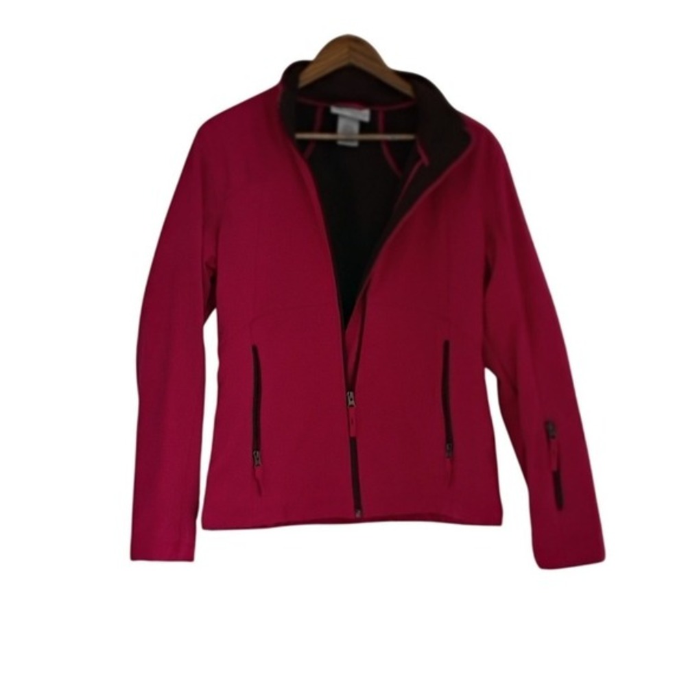 Free Country Women's Pink Softshell Jacket Full Zip Pockets Size Medium - Picture 2 of 7
